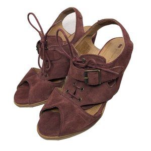 Anthropologie Schuler & Sons Suede Buckle Heels